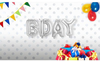 Folat - Folieballon 'Bday' Zilver - 36 cm