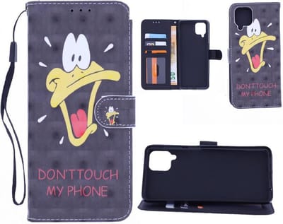 Bookcase Geschikt voor: Samsung Galaxy A42 hoesje met print - Don't Touch My Phone Duck 3D