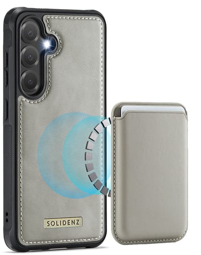 Solidenz Luxe Wallet geschikt voor Samsung Galaxy S25 FE hoesje - Magnetische Pasjeshouder - Schokbestendig - Beige