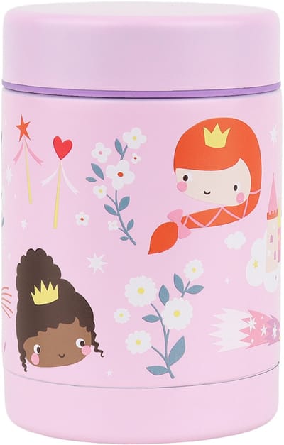 A Little Lovely Company - Geïsoleerde RVS voedselpot - thermos lunchbox kinderen - Thermosbeker - BPA vrij - voedselcontainer - Prinsessen - lila