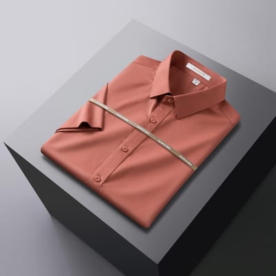 Zomer Nieuw Bamboevezel Shirt Heren Korte Mouw Slim-fit Strijkvrij Zakelijk Formeel Professionele Werkkleding Pak Wit Shirt 6XL brown