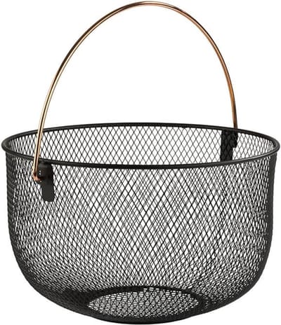 APS-Germany® Fruitschaal Ophangbaar - Fruitmand Metaal - voor Fruit / Groente / Snacks / Brood - Zwart - 30 x 30 x 19 cm