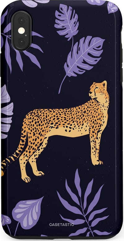 Casetastic Hoesje Geschikt voor Apple iPhone Xs Max - Stijlvolle Beschermende Duo-layer Case - Cheetah snelheid