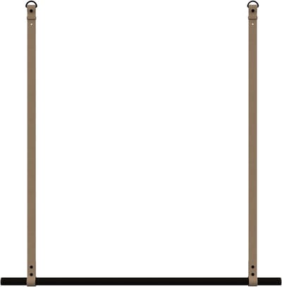 Kapstok/ kledingrek 100cm - aan leren banden - Handles and more® | TAUPE - stang: zwart metaal