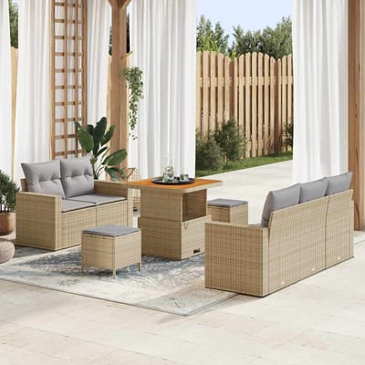 vidaXL - Tuinbank - Set - 8 - st - 5-Aantal - zitplaatsen - Beige - en - Lichtgrijs