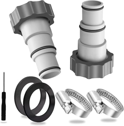 Zwembadadapter voor zwembadslang, slangadapter voor pomp, set van 2, aansluiting 32 en 38 mm, ideaal voor zwembadinstallaties en onderhoud