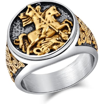 Europese en Amerikaanse Stijl Retro Tempelier Titanium Stalen Ring Modieuze Knoop Heren Hand Sieraden 10# beige