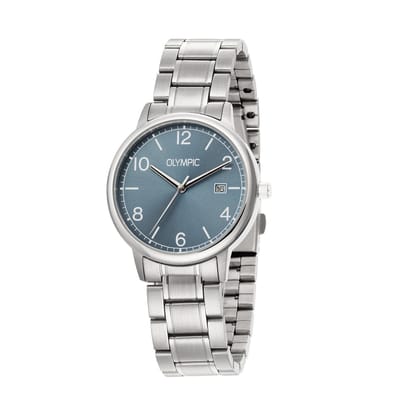 Olympic OL80HSS002 Henri Heren Horloge - Mineraalglas - Staal - Zilverkleurig - 37 mm breed - Quartz - Vouw/Vlindersluiting - 5 ATM (douchen)