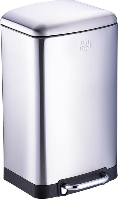 Dirt Devil Pedaalemmer 20 Liter - Afvalemmer Soft Close Mechanisme - Prullenbak met Verwijderbare Binnenbak - voor Keuken en Badkamer - 30 x 29 x 52.5 cm - RVS - Zilver