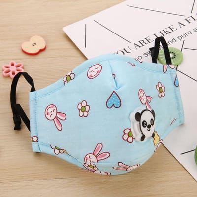 Mondkapje kind - Mondkapje voor kinderen met leuke dierenprint | Mondmasker OV met Filter| Niet-medisch | Blauw