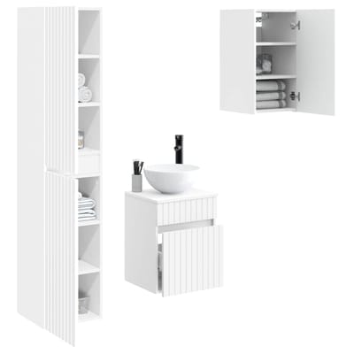 vidaXL - Badkamermeubel - Set - 3 - st - Hoogglans - Wit - 33 - x - 34,5 - x - 160 - cm