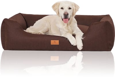 Knuffelwuff Hondenbed Lotte van velours met fijn handgeweven karakter XL 105 x 75cm bruin