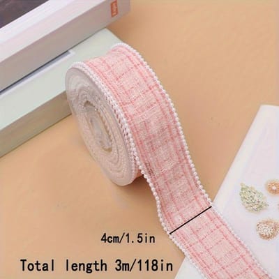 1 Pièce Ruban Tressé Perlé Ruban en Tissu pour DIY Nœud Accessoires Cheveux Manches de Vêtement Emballage Cadeau Décorations Florales Décorations Maison Etc (Pas de moulinet) rose