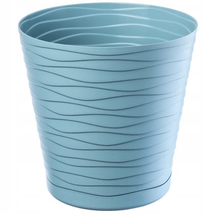 KADAX Bloempot met onderzetter, lichte ronde plantenbak voor binnen van kunststof, voor bloemen en planten (30 cm, pepermuntkleurig)