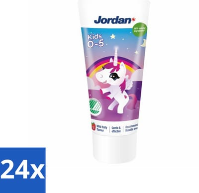24 x Jordan Tandpasta Kids 0-5 jaar 50 ml - Tandpasta Voor Kinderen - Kindertandpasta - Melkgebit Beschermen - Gaatjes Voorkomen - Fluoride 1450 Ppm
