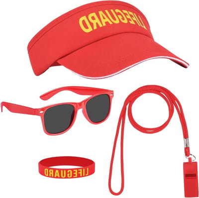 Lifeguard Kostuum Accessoires Set met Fluit, Verstelbare Zonnehoed en Zonnebril voor Halloween en Cosplay Feestjes, Perfect voor Volwassenen en Kinderen