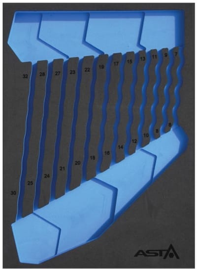 foam inlay voor 12 gebogen ringsleutels - sleutel inleg - gereedschapswagen inleg foam - asta