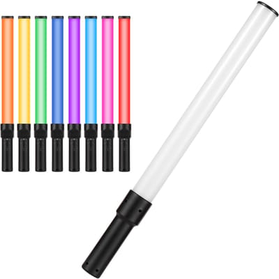 Tube Lumineux RGB Portatif LED Lumière Vidéo Baguette 2500K 5500K 9900K Dimmable 7 Effets de Lumière Colorés Batterie Intégrée pour noir
