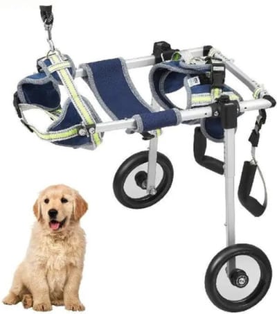 Tumex - Hondenrolstoel - Rolstoel voor Honden - Achterpootondersteuning - Verstelbaar - Geschikt voor Kleine Honden tot 7 kg