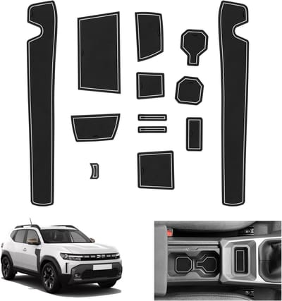 Non-slip rubberen matten voor Dacia Duster 3 - Bescherming voor console, bekerhouder en deur naad, accessoires voor 2024-2026