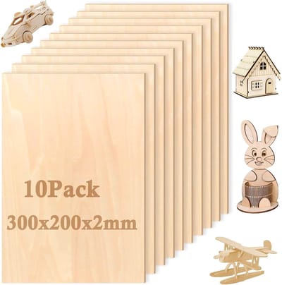 Multiplex Platen - Knutselhout Linde - Modelbouw Handwerk - Glad Dubbelzijdig - 30x20 cm 10 Stuks - Houtkleur