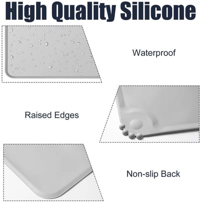 Dailygoods- Voerbakmat Waterdicht - Antislip Voerbakmat - Siliconen Onderlegger - Set van 2 - 48 x 30 cm - Huisdiervoermat - Voedermat