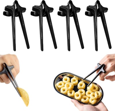 Handvrije Snack Vingers Chopsticks - 4 Stuks, Ideaal voor Chips en Snacks, Eetstokjes voor Gamers, Plastic Tangen voor Gemakkelijk Eten