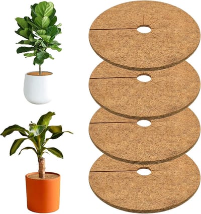 Ronde Kokosmat 20 cm - Ademend en Beschermend voor Buitenplanten in de Winter - Set van 4 voor Vorstbescherming en Winterverzorging