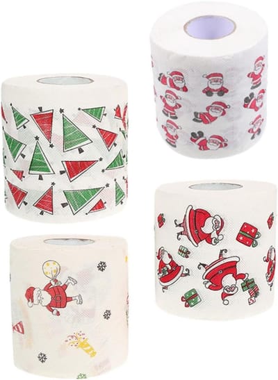 Kerst Toilettol - Feestelijk Papier - Badkamer Decoratie - Vrolijke Printjes - 4 Rollen - Multicolor