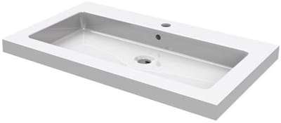 Wiesbaden Kera wastafel enkel met 1 kraangat 60x46x5 cm keramiek glans wit