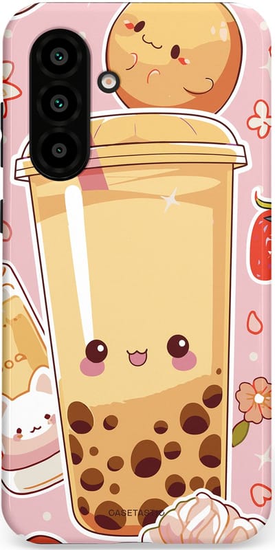 Casetastic Hoesje Geschikt voor Samsung A56 / A36 - Stijlvolle Beschermende Duo-layer Case - Kawaii Thee Design - Bubble Tea