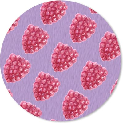 Muismat rond 20x20 cm - Mousepad Framboos - Fruit - Paars - Sjablonen - Ronde muismatten