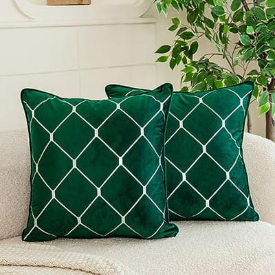 Zachte Velvet Kussenhoezen Set van 2 voor Sofas - Emerald Groen 18x18 Inch