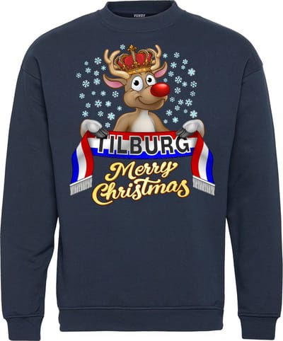 Kersttrui Tilburg | Foute Kersttrui Dames Heren | Kerstcadeau | Willem 2 supporter | Navy | maat XS