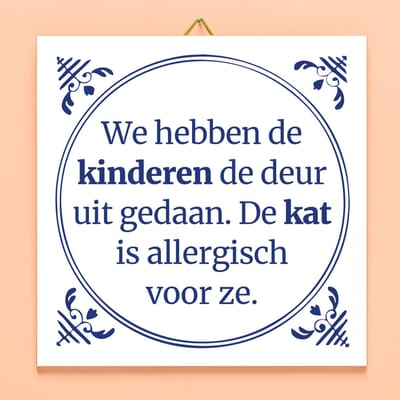 Tegeltje Kinderen de deur uit gedaan van Ditverzinjeniet