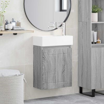 vidaXL - Badkamermeubel - met - kraan - Grijs - Sonoma - 45,5 - x - 25,5 - x - 84 - cm