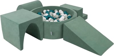 Schuimrubber Speeltuin - Ballenbad Hindernisbaan - Kinderspel - Afneembare Voering - 90x90x30cm - Bosgroen