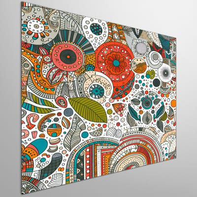 Doodle dikke dames schilderij | Volluptueuze Vreugdevrouwen: Een Weelderige Wervelwind van Doodles | Kunst - 100x100 centimeter op Dibond | Foto op Dibond