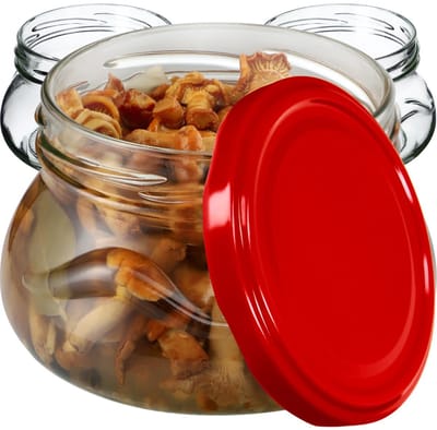 KADAX Kleine inmaakpotten, 300 ml, miniatuurpotten voor honing en specerijen, jampotten met deksel, luchtdichte potten om cadeau te geven (rood, 10 stuks)