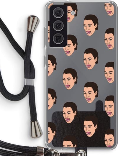 Case Company® - Hoesje met koord geschikt voor Samsung Galaxy S21 FE hoesje met Koord - Ugly Cry Call - Telefoonhoesje met Zwart Koord - Bescherming aan alle Kanten en Over de Schermrand
