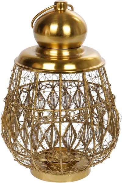 Kaarshouder/windlicht goud metaal 24x 36,5 cm - Theelichthouders/waxinelichthouders - Stompkaars houder