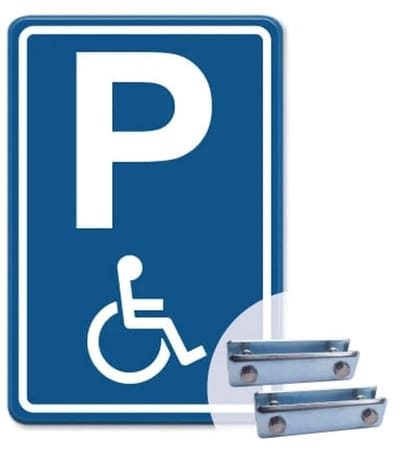 Parkeerbord Mindervaliden - blauw - Weerbestendig Aluminium - 40x60 cm - Bevestiging: Met hekbeugels (voor spijlen- of gaashek)