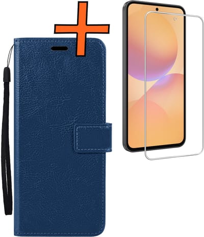 Hoes - Met Screenprotector - Geschikt voor Samsung Galaxy A36 - Luxe Pasjeshouder - Bookcase Portemonee - Flip Case - Kunstleer Book Case - Flipcase - Book Cover - Walletcase - PortemonneeHoes - Donkerblauw