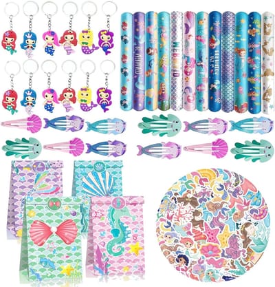 Feestelijke Zeemeermin Cadeautas voor Kinderen met Sleutelhangers, Haarspelden en Accessoires voor een Zeemeerminnen Themafeest - 98 Stuks