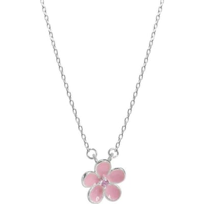 Collier avec pendentif en argent sterling 925 et cristal rose vif pour femme, bijou tendance et charmant, motif fleurs de cerisier, XL005 white