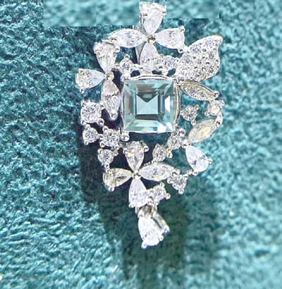 Hetty'S - Elegant hangertje - 925 zilver - met CZ en Aquamarijn - collier 45 cm