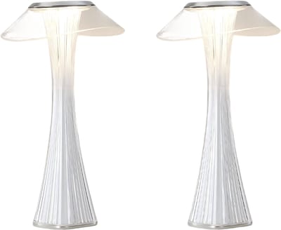 Glitzerlife - Tafellamp Nachtlamp Tafellamp - Dimbare LED Bedlamp - Touchbediening USB Oplaadbaar Batterij Nachtlicht Sfeerlamp voor Slaapkamer Camping - PMMA ABS - Ø15cm - Wit