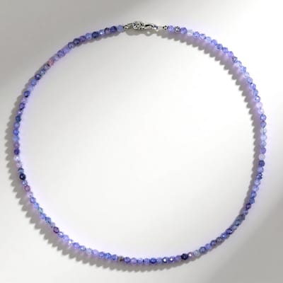 Cavill - 925 Sterling Zilver Halsketting - Ronde 4mm Tanzaniet Kralen - 54,258 ct - Elegante Blauwviolette Kleur - 45 cm - Vrouwelijke Sieraden