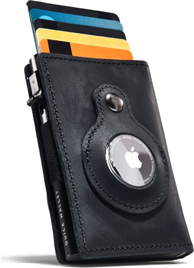 QuickWallet AirTag Pasjeshouder Portemonnee Heren - Zwart