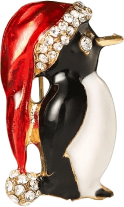 Plux Fashion Penguïn Broche - Goud - 2.5cm/4cm - Gouden Broche - Kuntmatige Diamanten Broche - Kerst Broche - Fancy Broche - Christmas Brooch - Sieraden - Luxe Style - Duurzame Kwaliteit - Broche - Penguin Brooch